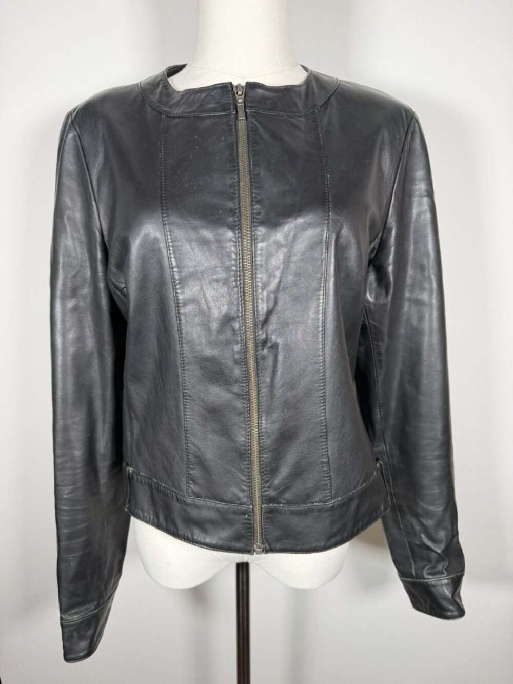 Vintage Y2K Anonymous John Carlisle black leather moto biker jacket L streetwear
